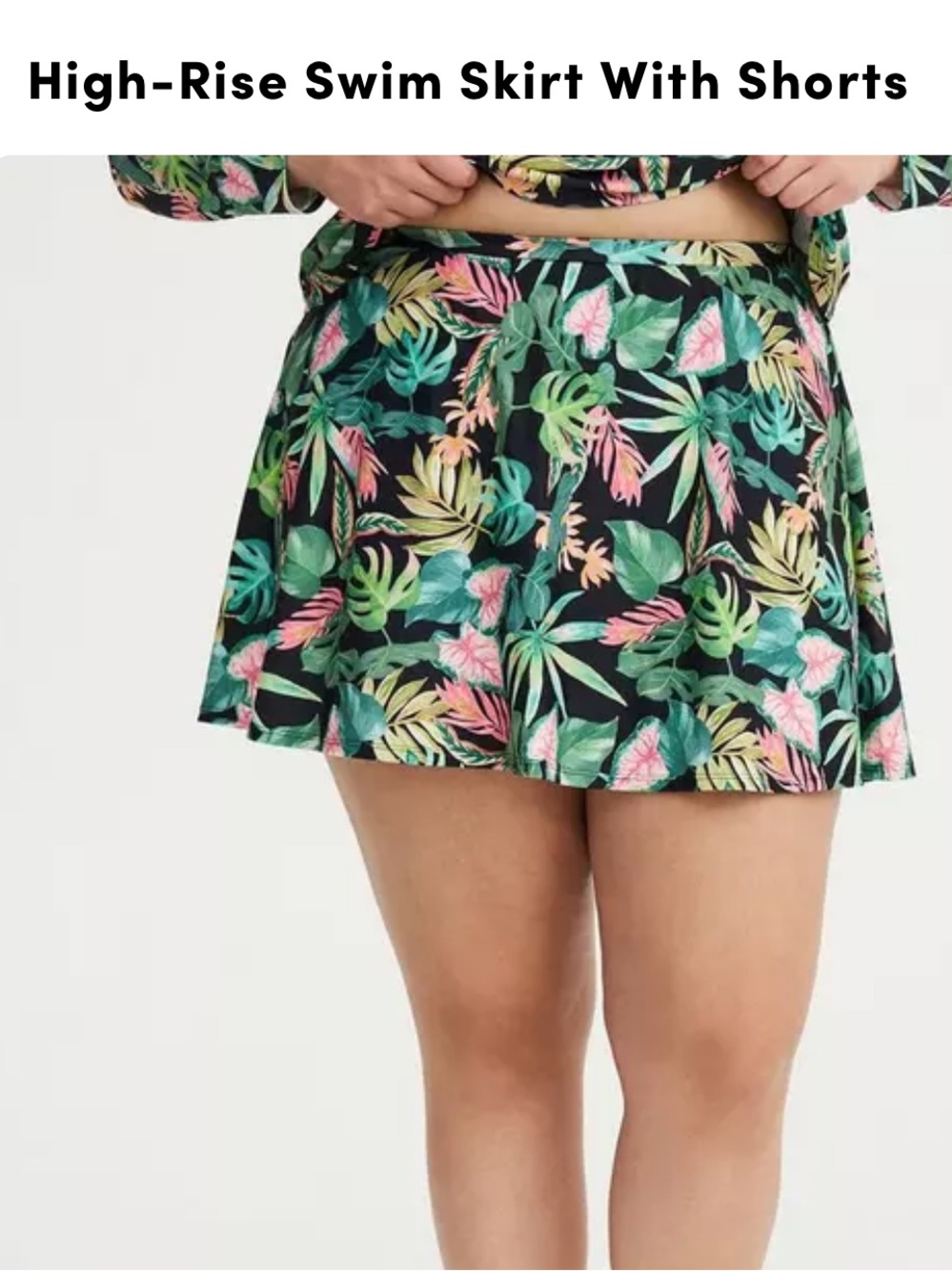 torrid Tropical Print Circle Swim Skirt with Shorts Black Green Pink Size 6 NWT